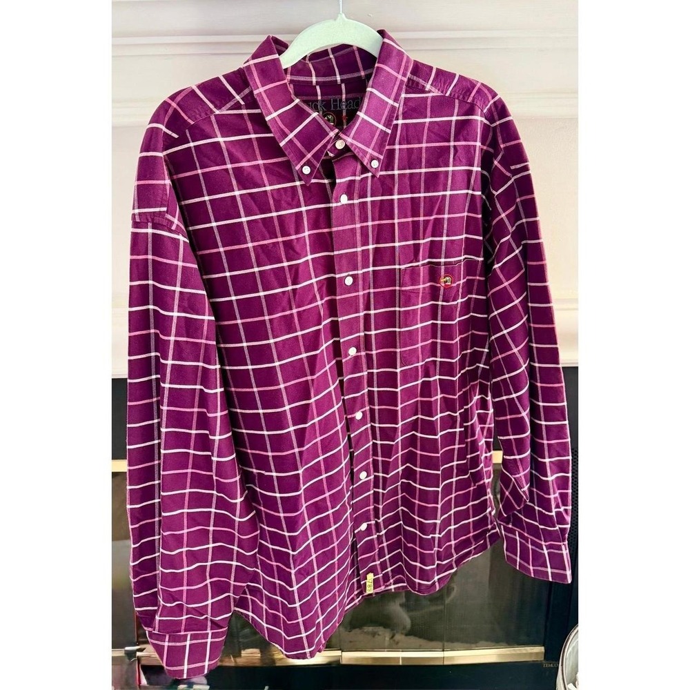 Duck Head Men's Maroon Plaid Button Down Shirt Size XL Like New